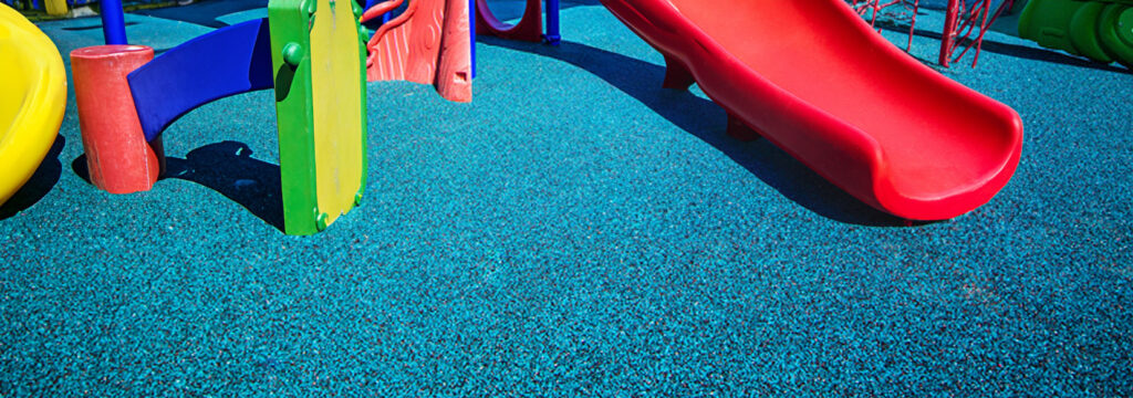 Rubber floor covering is excellent for impact abortion, however, it may contribute to playground toxicity